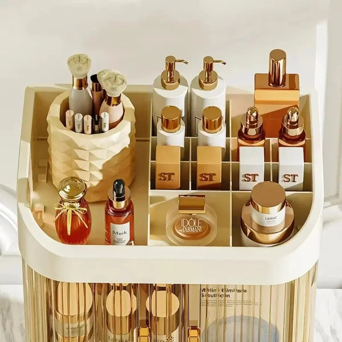 Makeup Storage Box Large Capacity Dressing Table Storage Rack Dust-Proof Cosmetic Organizer Cosmetics Containe Drawer Organizer