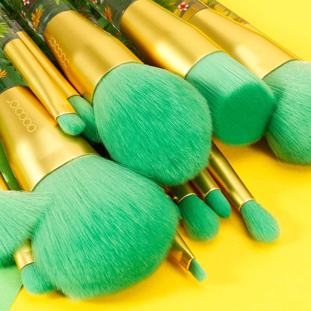 Makeup Brushes Professional 14Pcs Tropical Makeup Brush Set Premium Gift Synthetic Kabuki Foundation Blending Contour Face Powder Mineral Eyeshadow Make up Brush Set