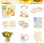 Sending Sunshine Gift, Get Well Soon Gifts Basket for Women, 10 Pcs Sunflower Gifts Care Pacakge Gifts Box Thinking of You Gift for Women with Inspirational Blanket Candle for Mom, Sister, Her