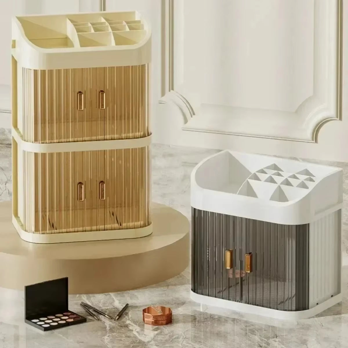 Makeup Storage Box Large Capacity Dressing Table Storage Rack Dust-Proof Cosmetic Organizer Cosmetics Containe Drawer Organizer