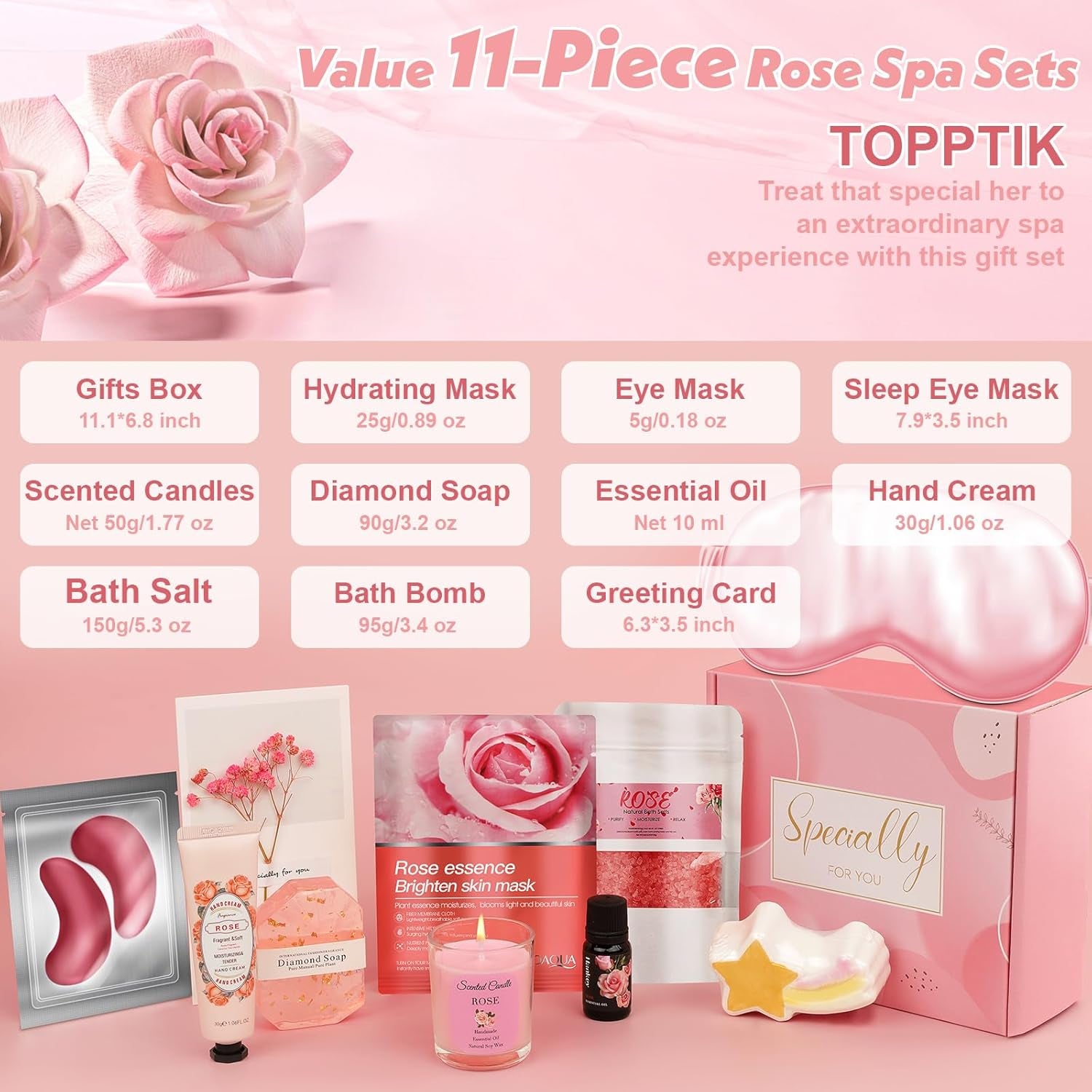Birthday Gifts Basket for Women, Relaxtion Spa Set, Self Care Boxes for Her, Mother, Friend, Sister, Ideal Gifts for Valentine'S and Mother'S Day (Pink)