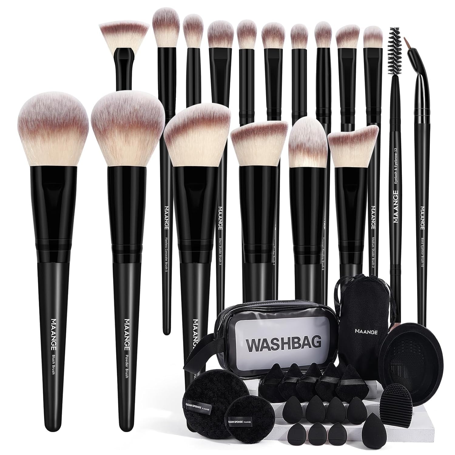 37 Pcs Makeup Brush Set Premium Synthetic Make up Brushes Foundation Eye Shadow Powder Concealers Brushes Set for Beginners & Professional Makeup Tool Set (Black)