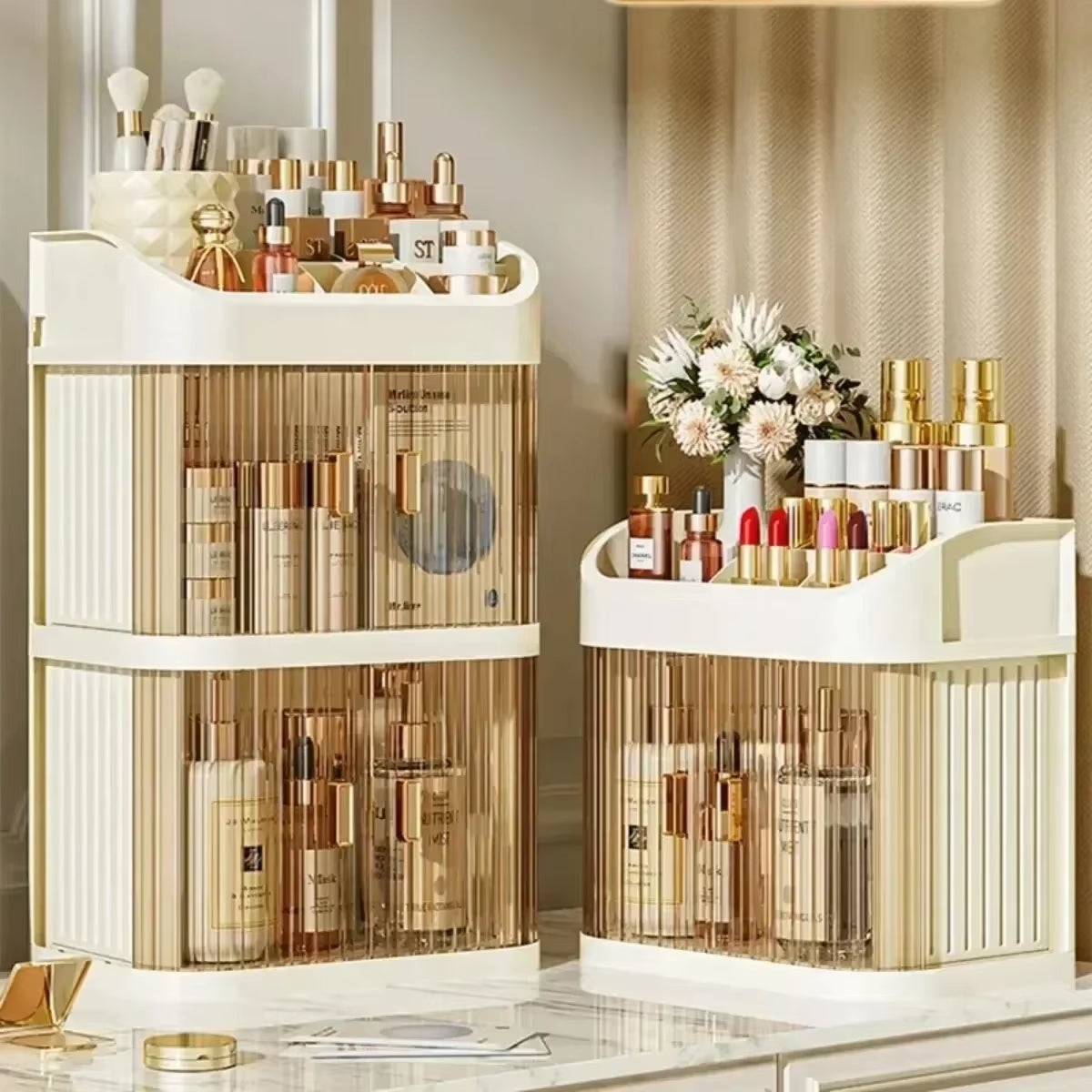 Makeup Storage Box Large Capacity Dressing Table Storage Rack Dust-Proof Cosmetic Organizer Cosmetics Containe Drawer Organizer