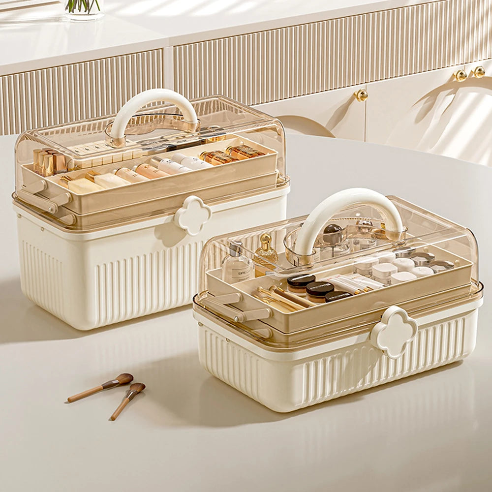 Three-Tier Makeup Storage Organizer with Ample Capacity for Skincare and Cosmetics