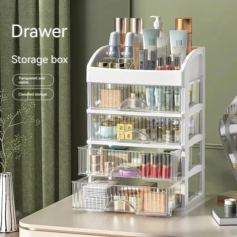 Drawer Jewelry Makeup Storage Box Large Capacity Transparent Makeup Storage Box Multi-Layer Multi-Functional Desktop Organizer