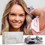 Klara Faire™- 100% Silk Ribbon Curler and Scrunchies Set - Black Silver