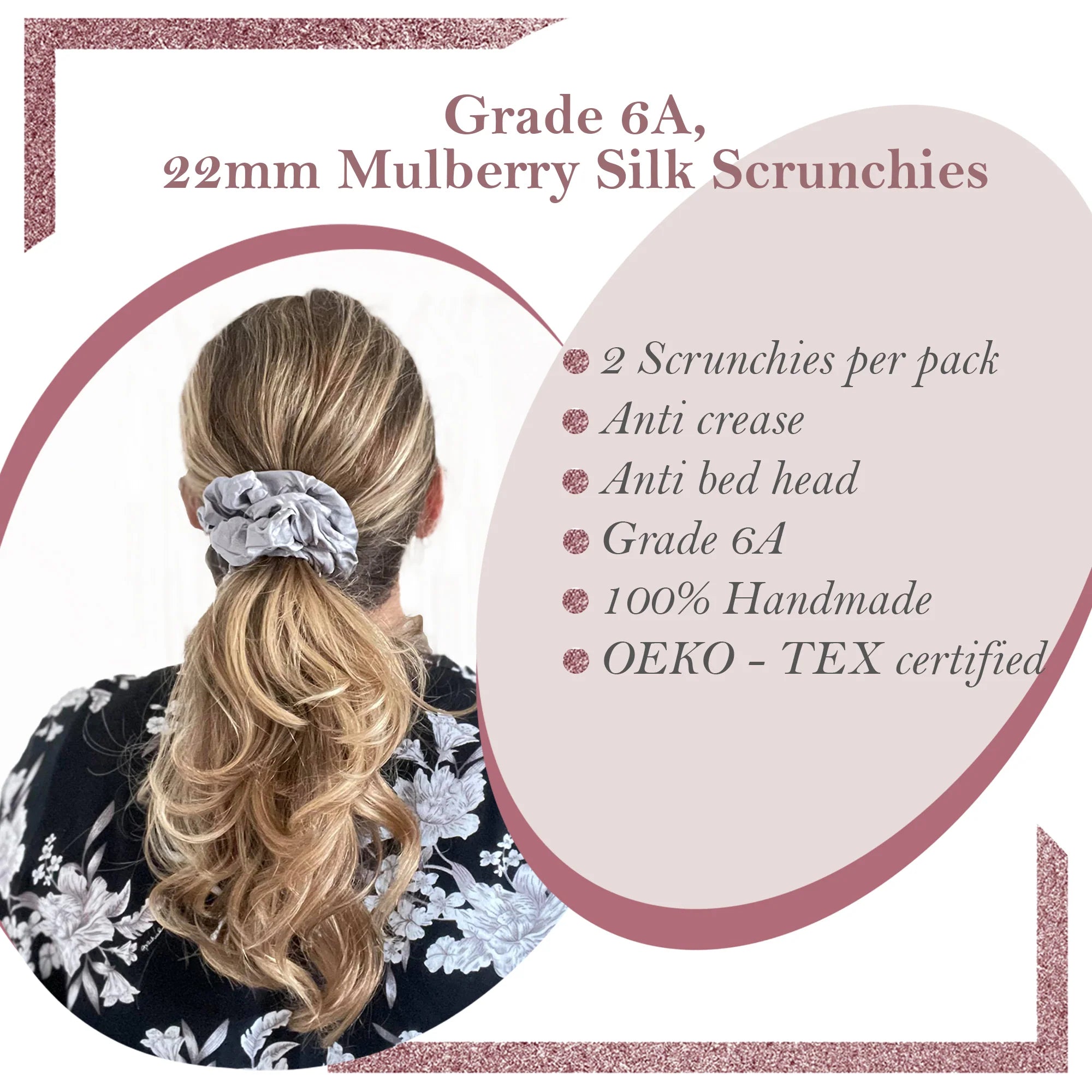 Klara Faire™- 100% Silk Ribbon Curler and Scrunchies Set - Black Silver