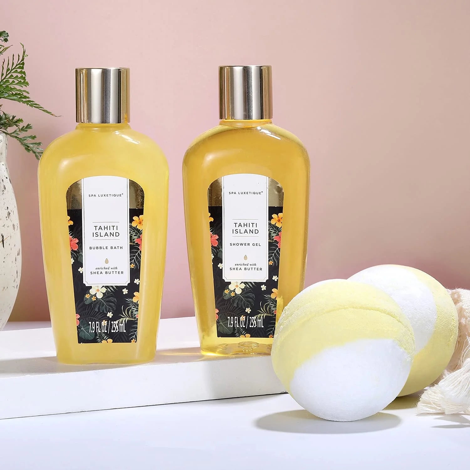 Bath Gift Sets for Women - 15 Pcs Tahiti Island Spa Baskets, Beauty Bath and Body Birthday Christmas Gifts for Her