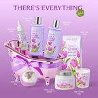 Spa Gift Basket, Mother'S Day Gift for Mom - 8 Pcs Tulip Scents Bath & Body Gift Set for Women, Spa Gift Kit, Birthday Gifts, Self Care, Pampering Gifts for Her, All Occasion Holiday Present