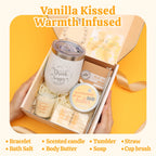 Spa Gift Sets for Women - 9 Pcs Vanilla Bath Set with Tumbler, Perfect Birthday Gifts for Her, Mother, BFF, Sister
