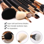 Premium Travel Makeup Brush Set 12 Pieces Essential Cosmetic Tools Synthetic Hair Foundation Powder Eye Cosmetic Brushes with Black Holder