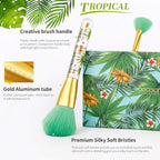 Makeup Brushes Professional 14Pcs Tropical Makeup Brush Set Premium Gift Synthetic Kabuki Foundation Blending Contour Face Powder Mineral Eyeshadow Make up Brush Set