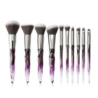 Makeup Brushes Crystal Handle Set, Professional Make up Brushes  10 PCS Crystal Transparent Handle Kabuki Face Powder Foundation Brush Concealer Eye Shadow Eyeliner Eyebrow Brush (Purple)