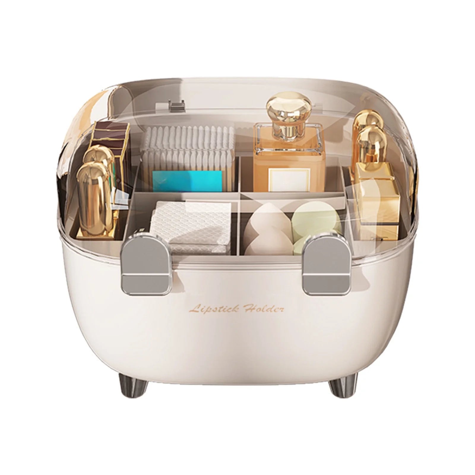 Makeup Storage Organizer with Clear Lid, Cosmetics Storage Box for Vanity, Make up Organizers, Cosmetic Display Cases for Countertop, Bathroom, Dresser, Dustproof Lipstick Storage Box Back to School