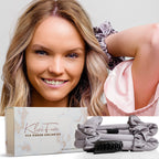 Klara Faire™- 100% Silk Ribbon Curler and Scrunchies Set - Black Silver