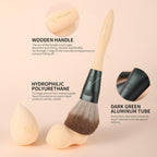 Makeup Brushes 14Pcs with 3Pcs Makeup Spong & Cosmetic Bag - Lime Mojito Series Makeup Brush Set for Foundation Blending Face Powder Blush Concealers Eye Shadows