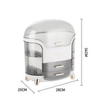 Stylish Makeup Storage Box 28X20X34Cm Large Capacity Organizer with Drawers Lipstick Holders Rotating Brush Compartments,White