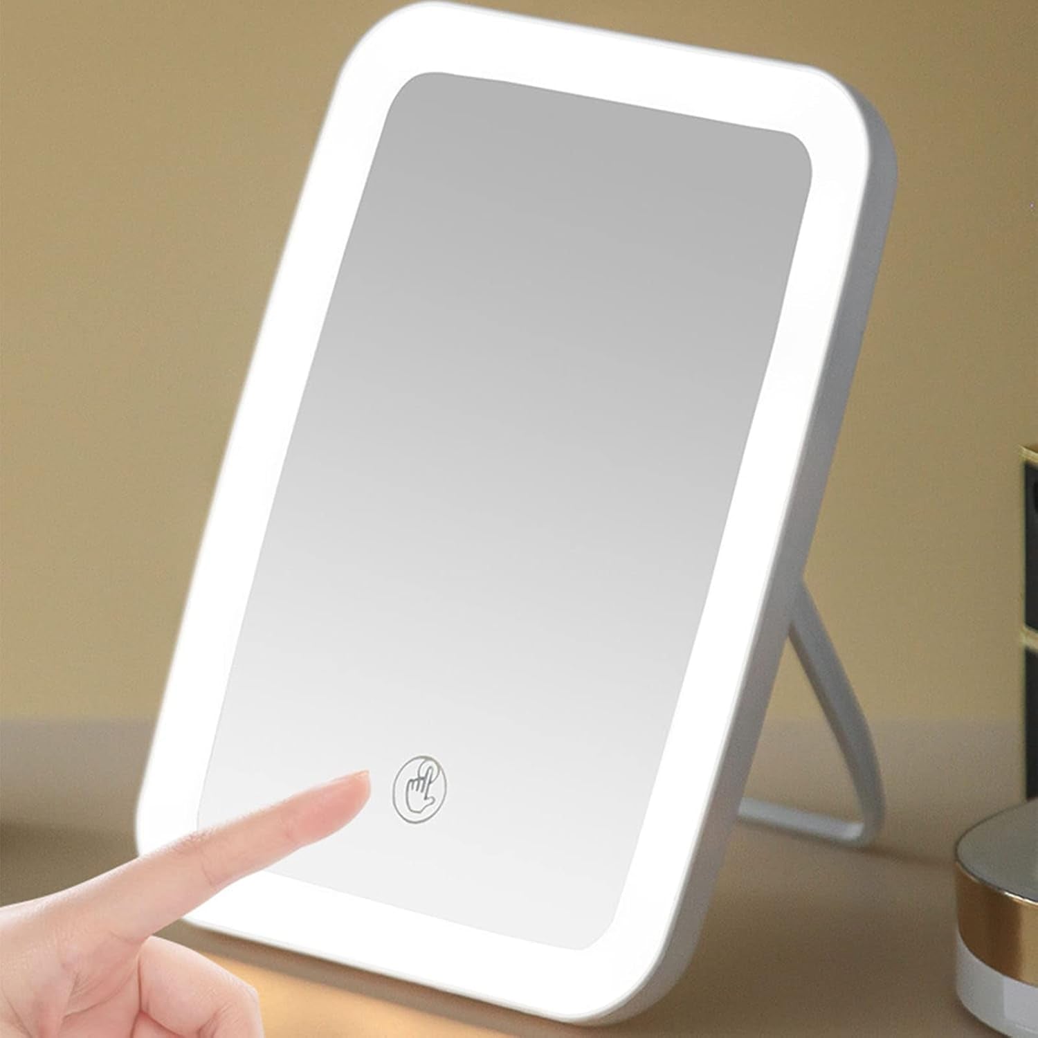 Travel Makeup Mirror Makeup Mirror USB Rechargeable Foldable Portable Touch Regulable LED Makeup Mirror for Bathroom Travel