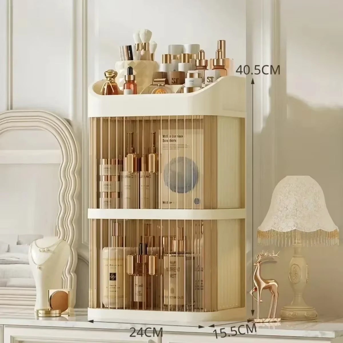 Makeup Storage Box Large Capacity Dressing Table Storage Rack Dust-Proof Cosmetic Organizer Cosmetics Containe Drawer Organizer