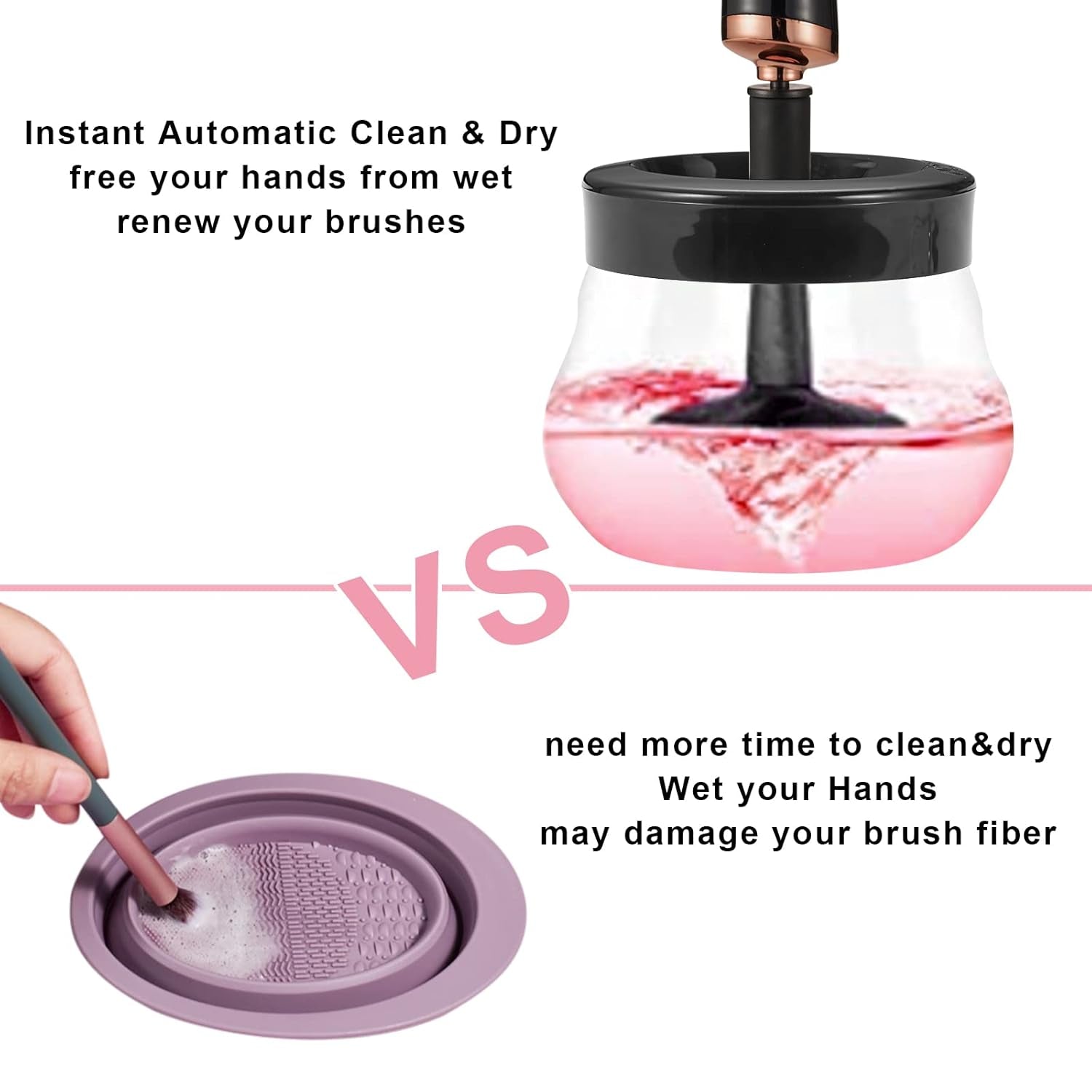 Electric Makeup Brush Cleaner and Dryer Machine, Super Fast Portable Brushes Cleaner, Wash and Dry in Seconds, Automatic Spinner Cleaner for Most Size Brushes(Black)