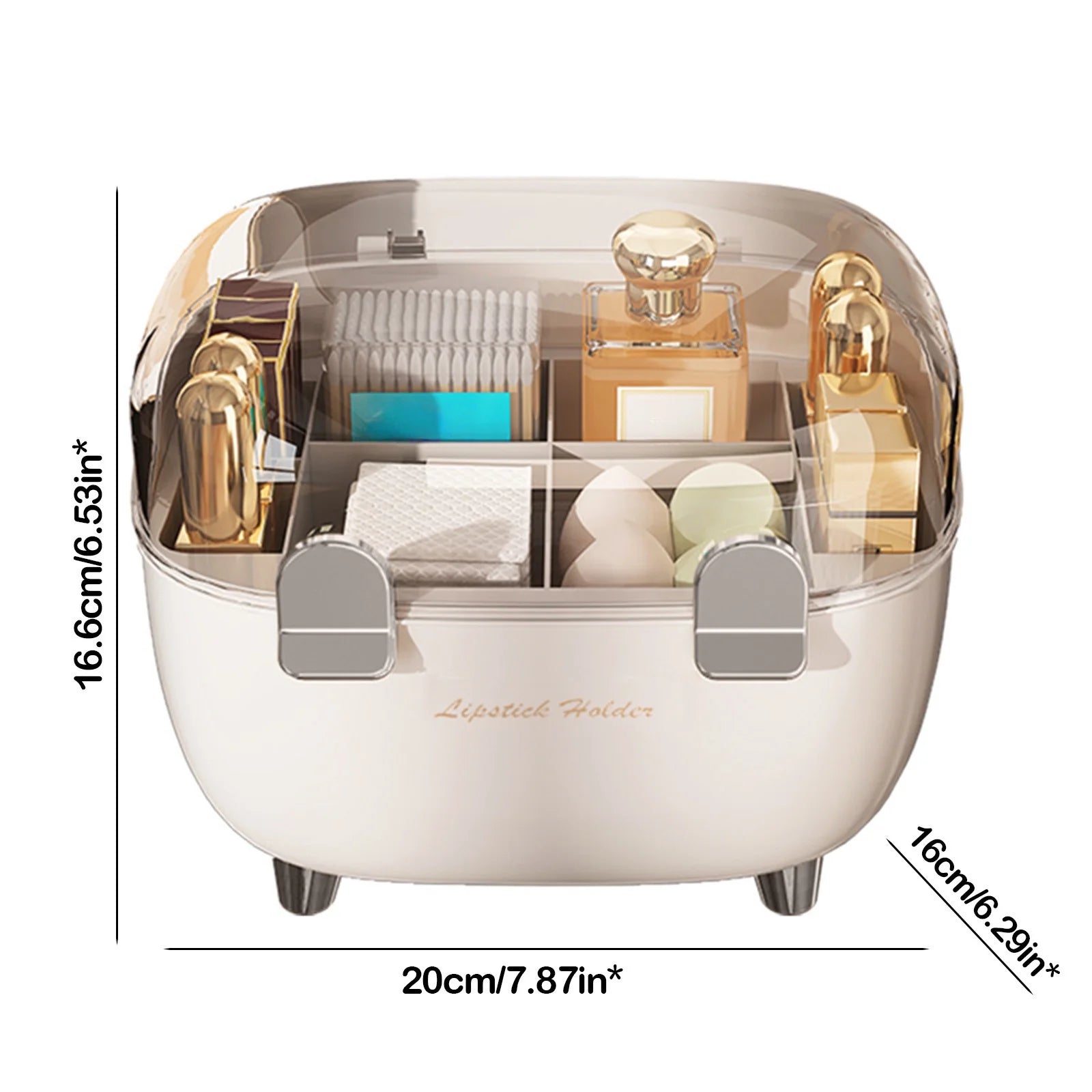 Makeup Storage Organizer with Clear Lid, Cosmetics Storage Box for Vanity, Make up Organizers, Cosmetic Display Cases for Countertop, Bathroom, Dresser, Dustproof Lipstick Storage Box Back to School