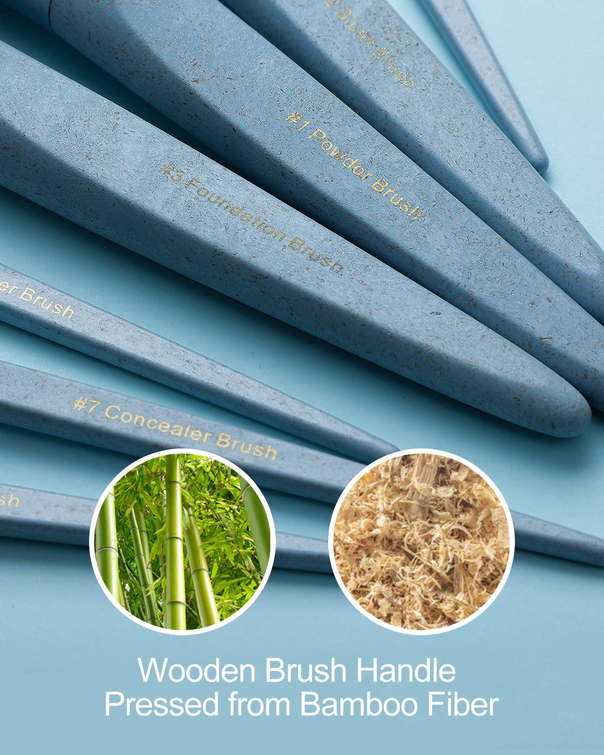 Makeup Brushes Set, 11 Pcs  Premium Vegan Makeup Brushes, Synthetic Foundation Powder Contour Blush Concealer Full Face Eye Brush, Bamboo Cosmetics Brushes Sets with Bag and Gift Box - Ice Blue