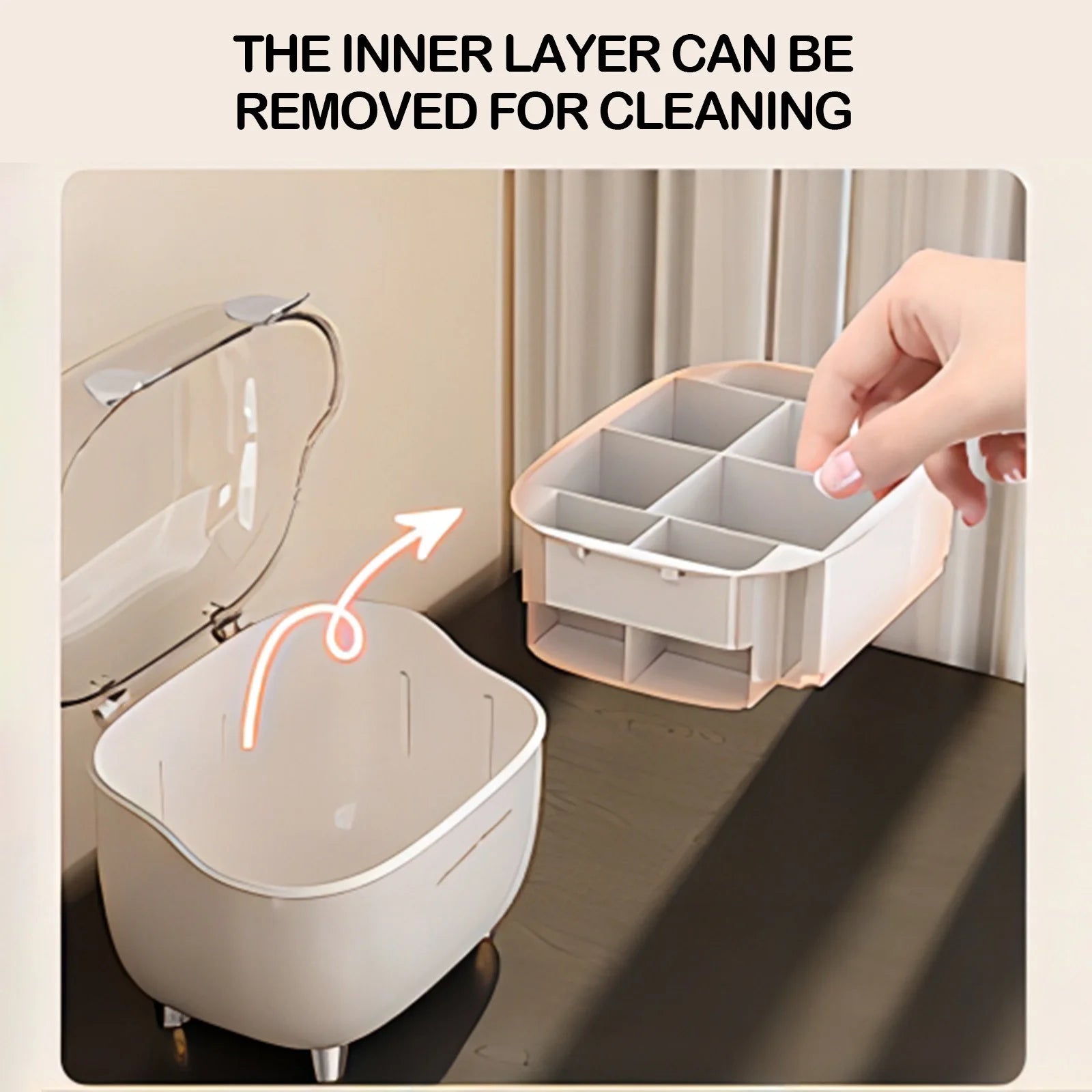 Makeup Storage Organizer with Clear Lid, Cosmetics Storage Box for Vanity, Make up Organizers, Cosmetic Display Cases for Countertop, Bathroom, Dresser, Dustproof Lipstick Storage Box Back to School