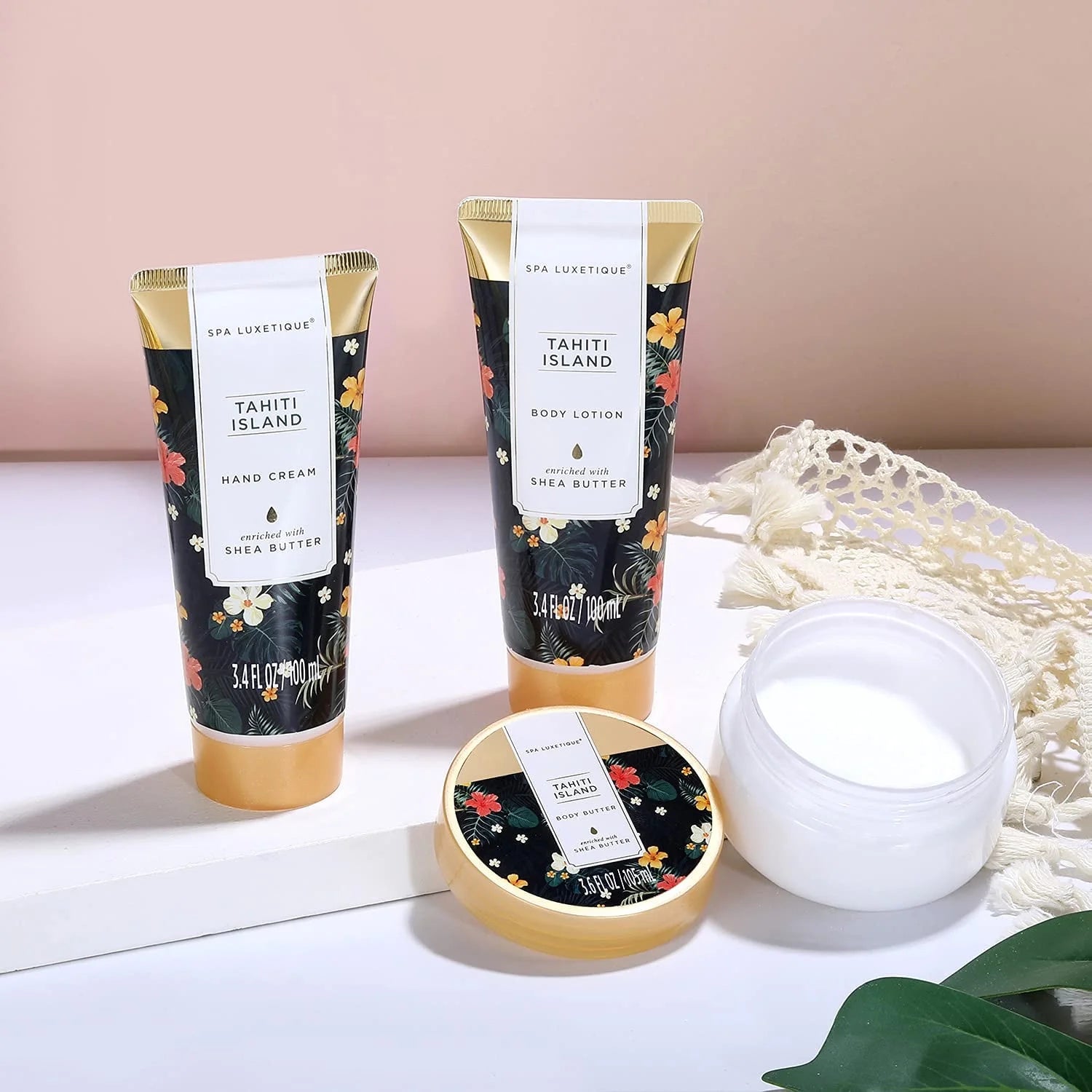 Bath Gift Sets for Women - 15 Pcs Tahiti Island Spa Baskets, Beauty Bath and Body Birthday Christmas Gifts for Her