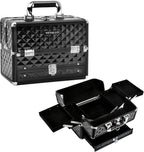 Large Makeup Train Cases with Bottom Drawer, Professional Makeup Case Organizer I Makeup Travel Case I Portable Make up Case I Makeup Case Organizer I Makeup Box Organizer I Black, HX-001