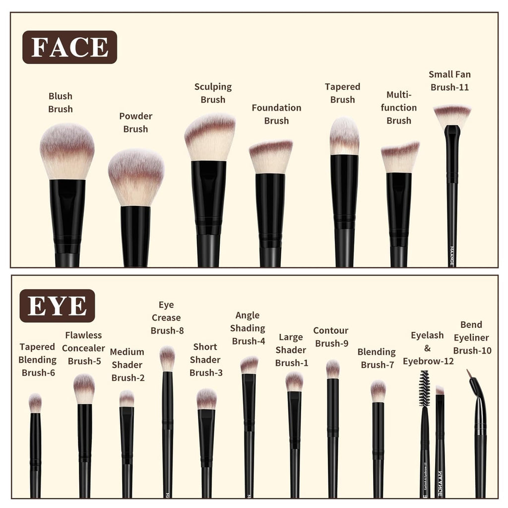 37 Pcs Makeup Brush Set Premium Synthetic Make up Brushes Foundation Eye Shadow Powder Concealers Brushes Set for Beginners & Professional Makeup Tool Set (Black)