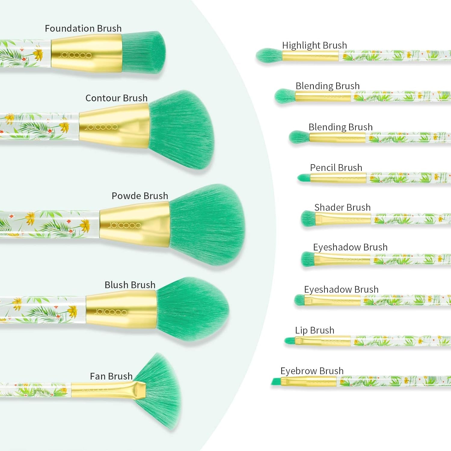 Makeup Brushes Professional 14Pcs Tropical Makeup Brush Set Premium Gift Synthetic Kabuki Foundation Blending Contour Face Powder Mineral Eyeshadow Make up Brush Set