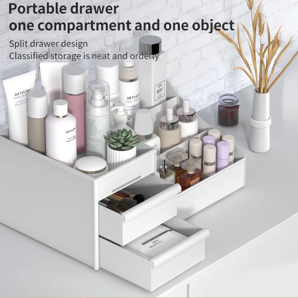 Makeup Organizer, Skin Care Organizers and Storage Box with Drawers for Vanity, Bathroom Countertop Holder for Lipstick Skincare Perfume Brush, Dresser Desk Top Cosmetics Display Case