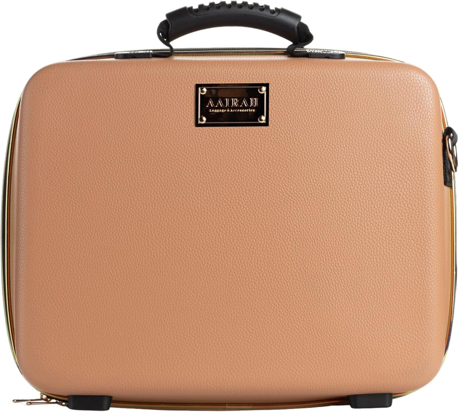 Makeup Organizer – Premium 8-Layer Makeup Bag for Lipsticks, Foundation, Brushes, Powder – Luxurious Travel Makeup Bag – Makeup Case – Water-Resistant Hard Shell (Nude, 15-Inch)