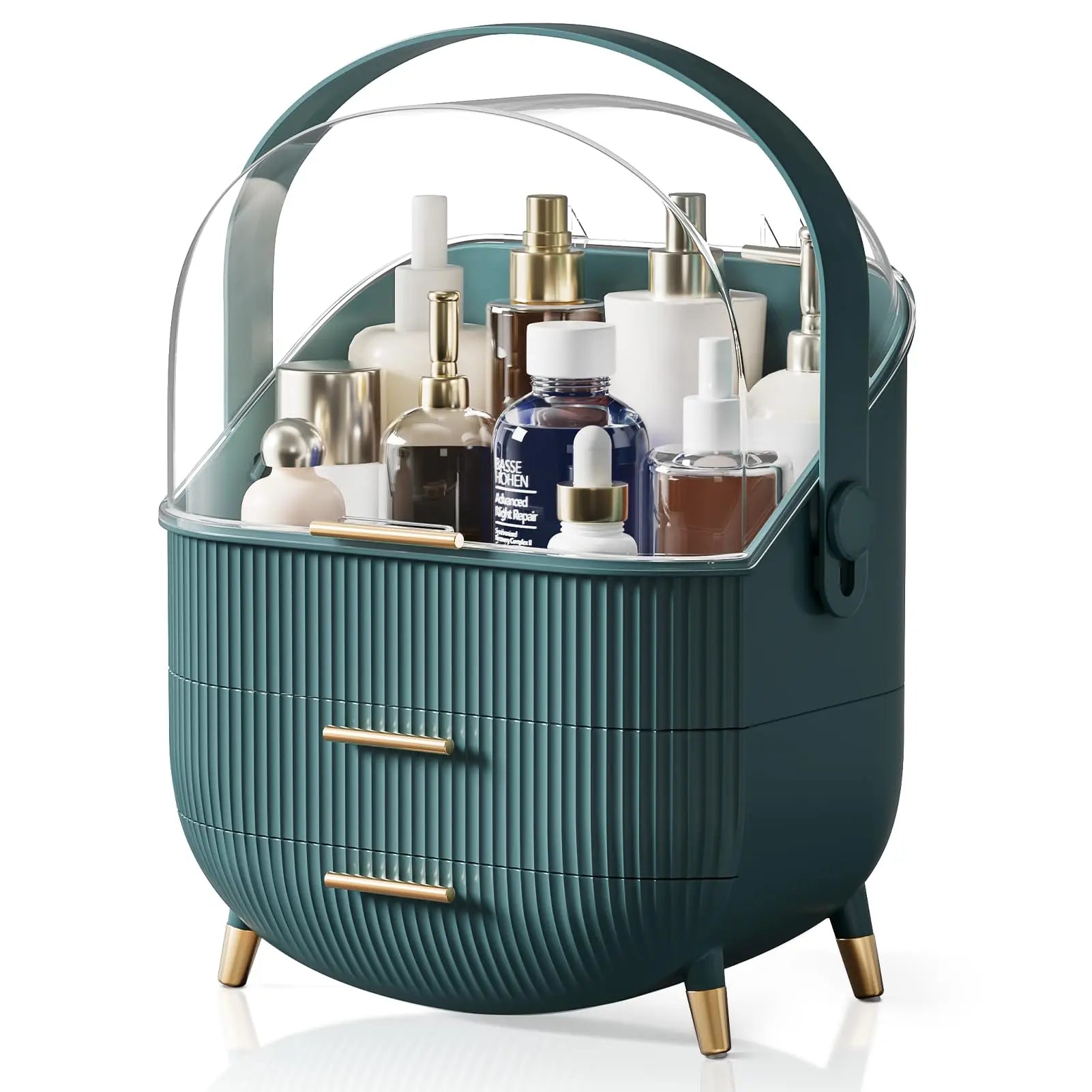 Makeup Storage Organizer with Lid Waterproof Cosmetics Skincare Organizer for Vanity Portable Cosmetics Storage Box for Girls