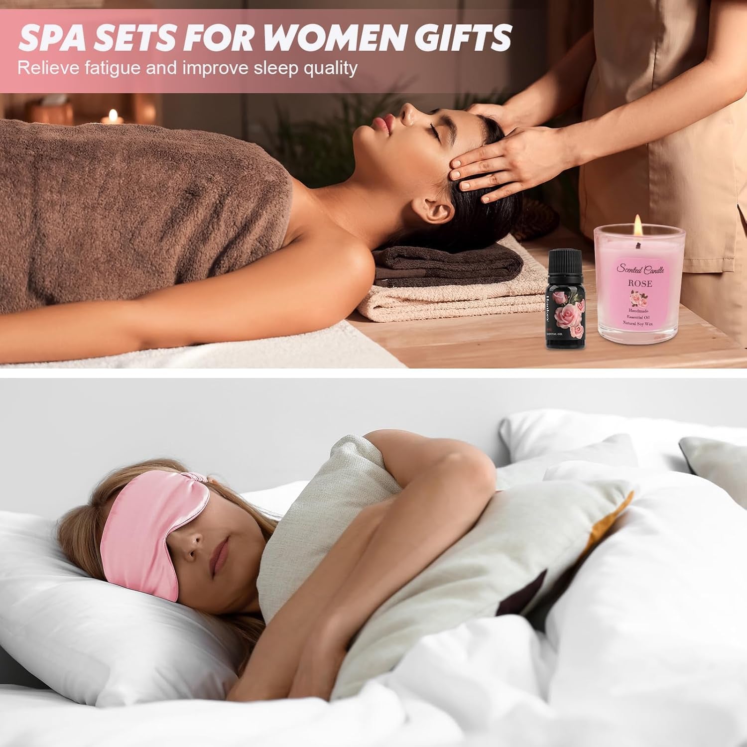 Birthday Gifts Basket for Women, Relaxtion Spa Set, Self Care Boxes for Her, Mother, Friend, Sister, Ideal Gifts for Valentine'S and Mother'S Day (Pink)