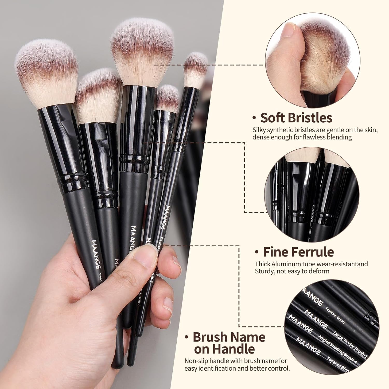 37 Pcs Makeup Brush Set Premium Synthetic Make up Brushes Foundation Eye Shadow Powder Concealers Brushes Set for Beginners & Professional Makeup Tool Set (Black)